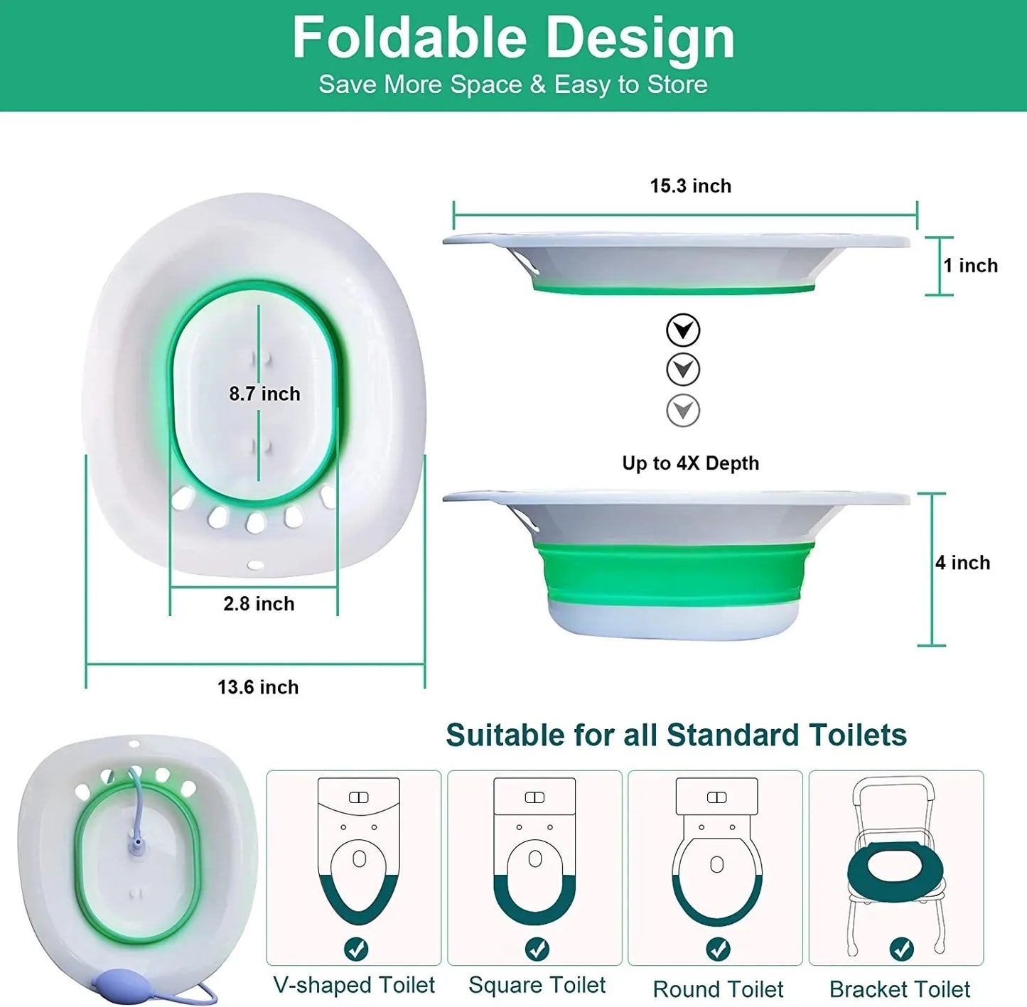 Sitz Bowl with Flusher (Collapsible)